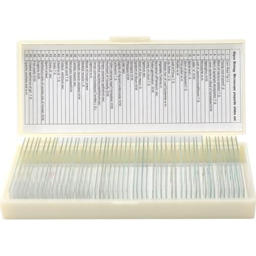 50PCS/Set Biological Glass Sample Prepared Basic Animal Plants Insects Tissues Science Specimen Cover Slips Microscope Slides