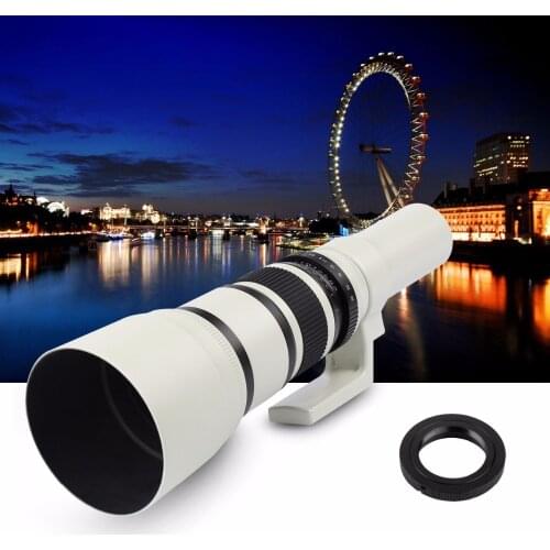 500mm f/6.3 White Telephoto Fixed Prime Lens+T2 Mount Adapter for Canon Nikon Sony NEX Pentax M4/3 SLR Camera A6300 A7SII A7R