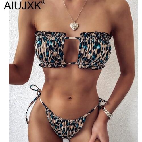 AIUJXK New 2021 Summer Sexy Lingerie Biquini Women Off Shoulder Bandage 2 Piece Swimsuit Female Bra Set Beach Wear Underwear