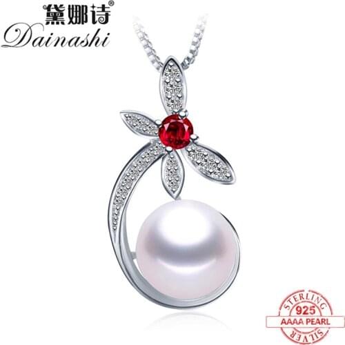 2020 New Freshwater Pearl accessories Red crystal Fashion zircon Necklace 925 sterling silver Natural Pendants Fine Jewelry Hot