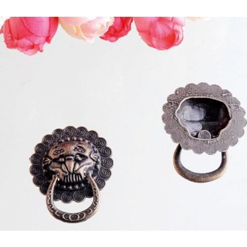 Free Shipping 10PCs Jewelry Wooden Box Pull Handle Dresser Drawer For Cabinet Door Round Antique Bronze Lion Face Carved 29mm