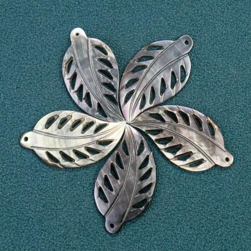 5PCS Natural Mother of Pearl Black Leaf Shells Beads Charms Pendant for Jewelry Making Handmade DIY Necklace Earring Accessories