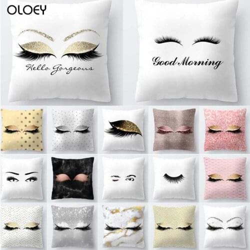 Eyelash Out Decorative Throw Pillows Pillowcase Home Decor Geometric Pink Pillowcase Hotel Car Seat Decorative