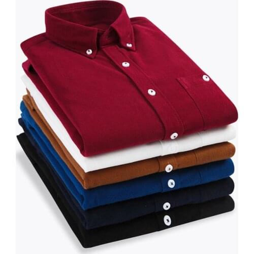 Spring Autumn Formal Long Sleeve Top Solid Colors Men Vintage Turn Down Collar Corduroy Buttons Plus Size Business Slim Shirt