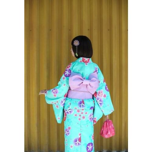 Women japanese traditional cotton Kimono Cosplay Kimono kawaii japan yukata kimono women flowers kimono dress with obi