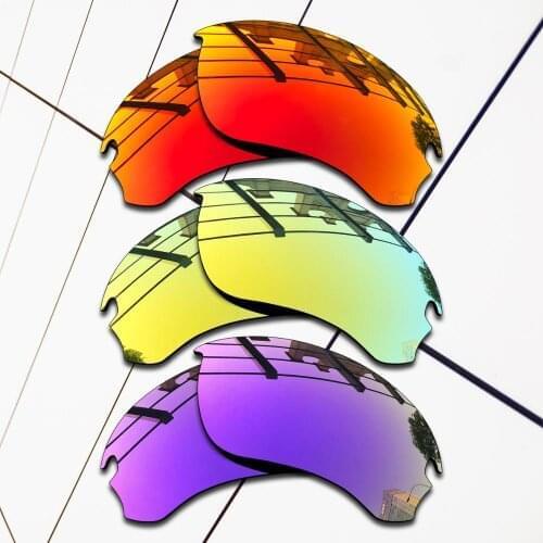 E.O.S 3 Pairs Fire Red & Purple & 24K Gold Polarized Replacement Lenses for Oakley Flak Draft OO9364 Sunglasses