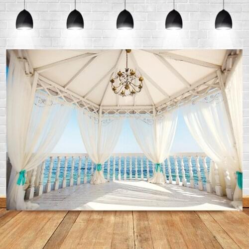 Seaside Palace Pavilion Garden Landscape Photography Backgrounds For Photo Studio wedding Custom Photo Backdrops Props