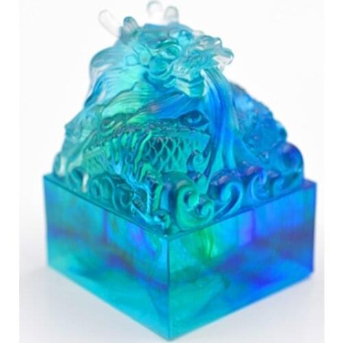 Crystal Epoxy Resin Mold Dragon Head Jade Seal Sculpture Silicone Mould DIY Crafts Home Decoration Casting Making Tool T84A