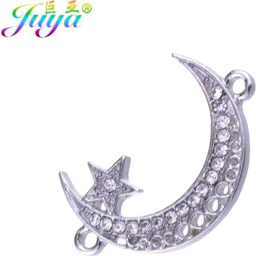 Juya DIY Islamic Jewelry Making Supplies Allah Crescent Moon Star Connector Accessories For Handmade Muslim Qamis Jewelry Making
