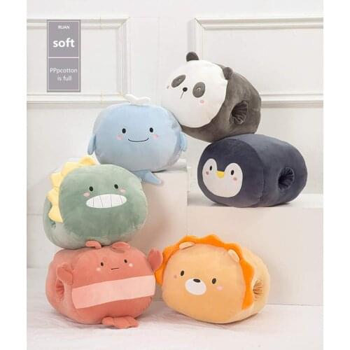 Cute Animal Hand Pillows Panda Whale Penguin Plush Warmer Pillow Cushions Soft Toys Animal Nap Office Pillow Christmas Gifts