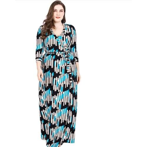 XL-6XL Muslim Women Half Sleeve V Neck Printed Maxi Wrap Dress Abaya Kaftan Turkish Caftan Arab Robe Cocktail Party Gown Jilbab