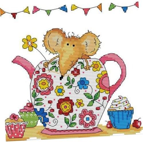 Cross Stitch Kits Preprinted Pictures Embroidery - Mäuschen - Stickset