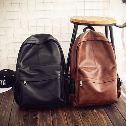2021 New College Style Student Schoolbag Trendy Male Backpack Casual Street Leather Backpack Computer Bag Travel Backpack