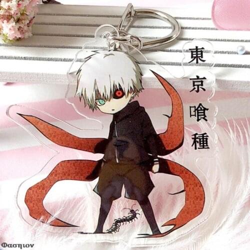 New Fashion Tokyo Ghoul RE Keychain QS Sasaki Haise Double Sided Acrylic Key Chain Pendant Anime Accessories Cartoon Key Ring