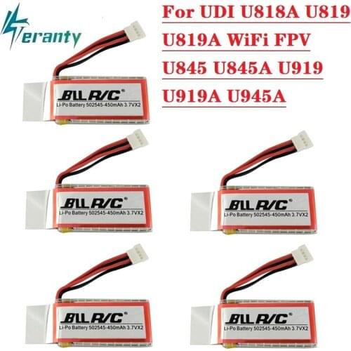 5PCS Upgrade U818A u819 u819A U845 U845A U919 U919A U945A RC Helicopter 7.4V 450mAh Lipo Battery 502545 RC Quadcopter Spare Part