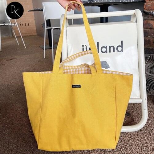 Extra Large Women Large Canvas Shopping Bag Ladies Special Design Double Sided Handbags Girls Eco Totes Shopper Shoulder Bag