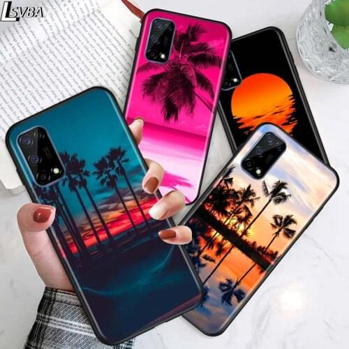 Palm trees Summer beach for OPPO Realme V15 X5 X3 X50 X7 X2 C17 C11 C3 C2 7 7i 6 6S 6i 5 Narzo 20 Pro Black Phone Case