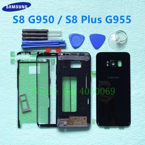 Full Housing Case Touch screen Panel Middle Frame Rear Glass Back Cover For Samsung Galaxy S8 G950 G950F S8 Plus G955 G955F S8