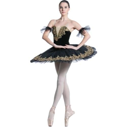 Stunning Pre-professional Ballet Tutu for Girl & Women Black Velvet Bodice with Brown Trim Tulle Tutu
