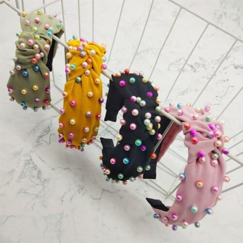Free shipping color beads knot women hairbands wide girls headbands ladys headwear hair accessories