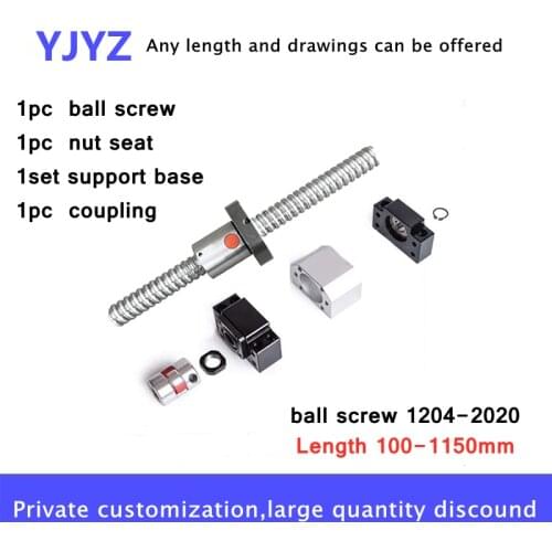 Direct high-precision ball screw 1604-2020 (100-1150mm) no end machined + nut + fixed seat + support seat + coupling + nut seat