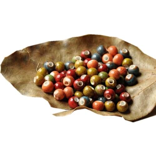 SEA MEW 200PCS 6mm Ceramic Beads DIY Round Porcelain Bead Hole Spacer Beads For Jewelry Making