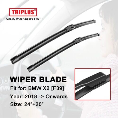 Wiper Blade for BMW X2 [F39] (2018-Onwards) 1set 24"+20",Flat Aero Beam Windscreen Wiper Frameless Soft Boneless Blades