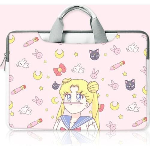 Girl Anime Shoulder Bag Laptop Computer Sleeve Case Notebook PU Leather Bag For 12 13 15.6 inch Cartoon