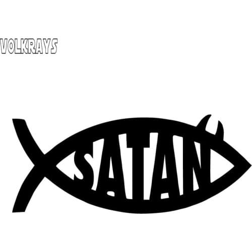 Volkrays Personality Car Sticker Satan Fish Animal Accessories Reflective Waterproof Sunscreen Fashion Vinyl Decal,4cm*10cm