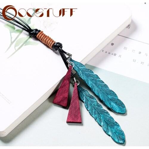 Women Jewelry Long Necklaces Vintage Green Leaves & Wood necklaces & pendants Women collares mujer choker kolye bijoux femme