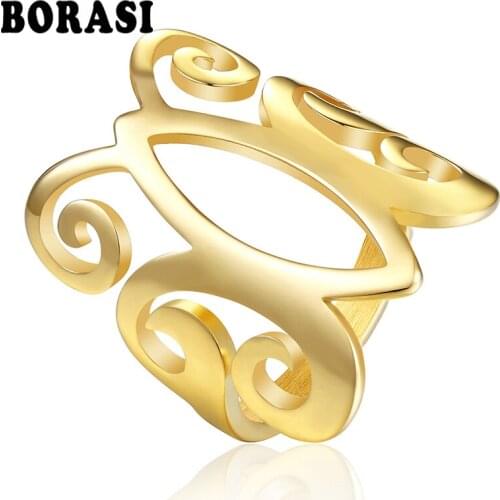 BORASI 316L Stainless Steel New Party Ring Large Butterfly Ring Gold-Color Anniversary Wedding Rings For Women Fashion Jewelry