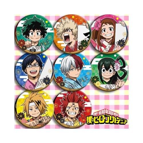 1 Sets Badge Button Brooch Pins medal Collect Cartoon Badge Decor Gifts Cosplay Anime Boku no My Hero Academia Midoriya Izuku