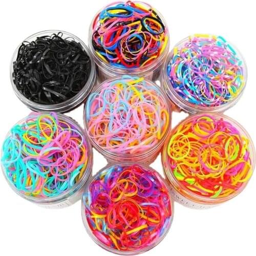 1Box Candy Color Disposable Rubber Bands Ponytail Holder Elastic Hairband Hair Holder Hair Accessories for Girls Rope Tie Gum