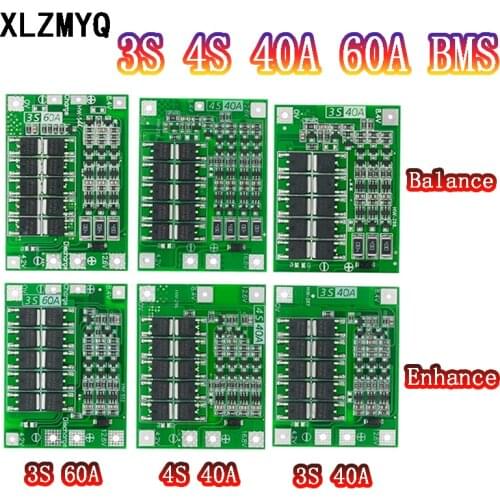 10PCS / 3S 4S 40A 60A Lithium Battery 18650 Charger PCB BMS Protection Board Enhance/Balance 12.6V 14.8V 16.8V Lipo Cell Module