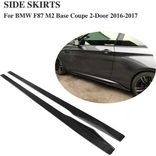 2PCS/Set Door Bumper Extension Lip for BMW 2 Series F87 M2 Carbon Fiber Side Skirts for Base Coupe 2-Door 2016-2017 FRP Black