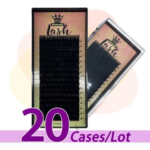 20case/lot MASSCAKU 16rows 8~20mm premium individual lash extensions supplier korean material soft lash extensions for beauty