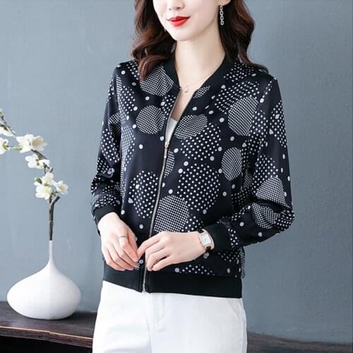 2021 Fashion Spring Women Print Bomber Jackets Long Sleeve Female Office Zipper Baseball Thin Jacket Sunscreen Outerwear Clothes