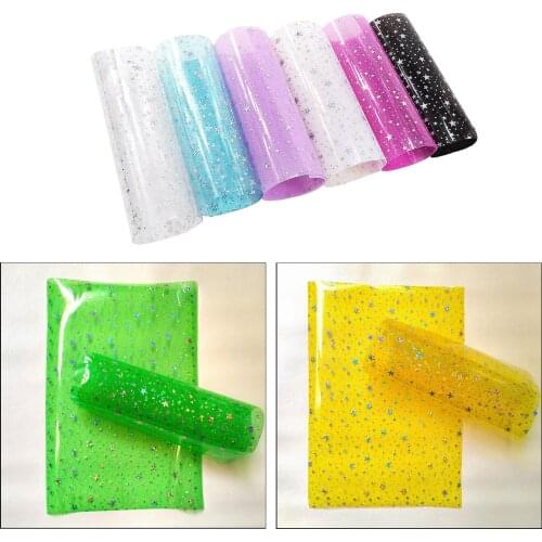 6Pack Clear Film Holographic Vinyl Fabric for Bag Shoes Hat Clothes Patchwork DIY Handmade Arts Projects Gifts for Kids Adults