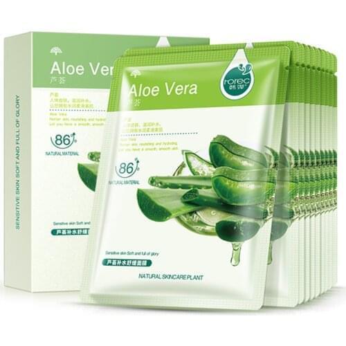 60pcs/lot Hyaluronic Acid Sheet Mask Aloe Whitening Moisturizing Hydrating Shrink Pores Anti-Aging Facial Mask Face Skin Care