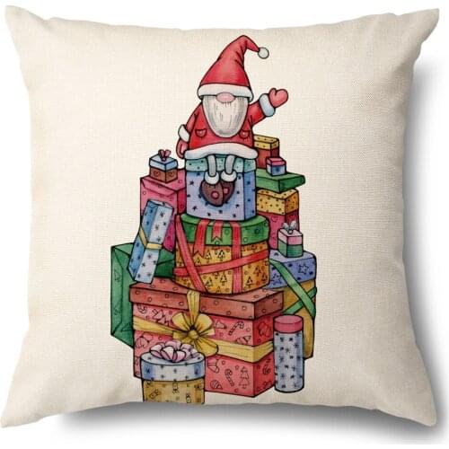Artinlive Christmas 45*45 Sofa Linen Throw Pillowcase Waist Cushion Cover Office Home Decor Pillow Case housse de coussin