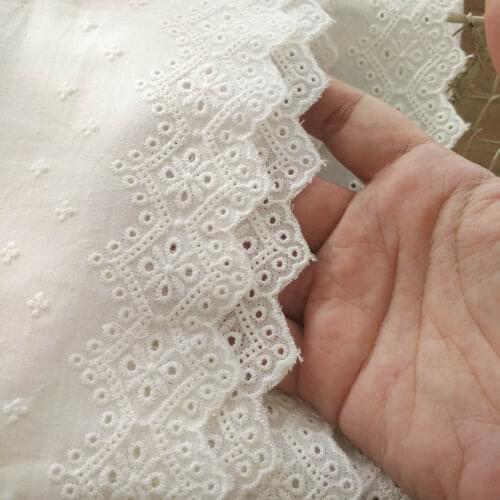 One Meter Hollow Out Floral Embroidered Cotton Lace Ribbon 15cm Width DIY Apparel Sewing Fabric Handmade Crafts Beige Lace Tape