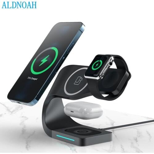 15W 4 In 1 Wireless Chager for iPhone 12S/12Pro iWatch Airpods Pro Three-in-one Desktop Stand Magnetic Fast Charging Station