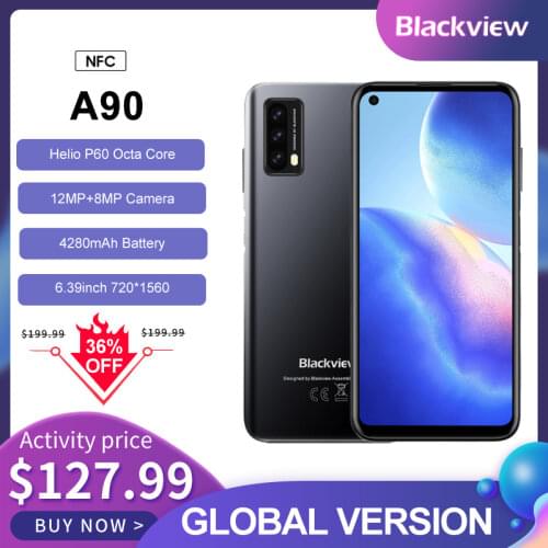 Blackview A90 Android 11 Smartphone Helio P60 Octa Core 12MP HDR Camera 4GB+64GB Mobile Phone 4280mAh 4G Telephone NFC Celular