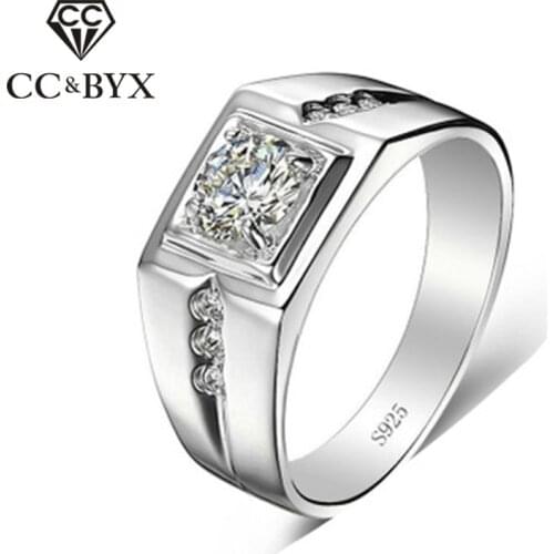 CC Jewelry 925 Silver Rings For Men Fashion Luxury Adjustable White Gold-Color Wedding Engagement Lovers Ring Male Bijoux CC635