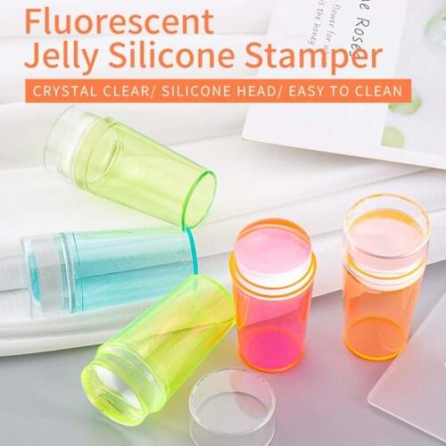 Color Clear Silicone Nail Stamper Set DIY Polish Design Print Silicone Stamp Stamping Tools with Scraper Nail Art Stamping Tool