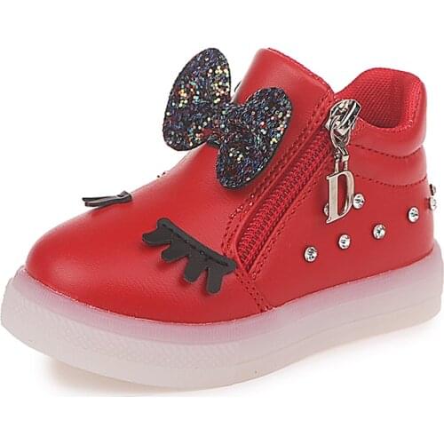 Baby shoes Kids Led Glowing Sneakers Children Girl Fashion Luminous Shoes Girls PU Casual Soft-sole Shoes Autumn