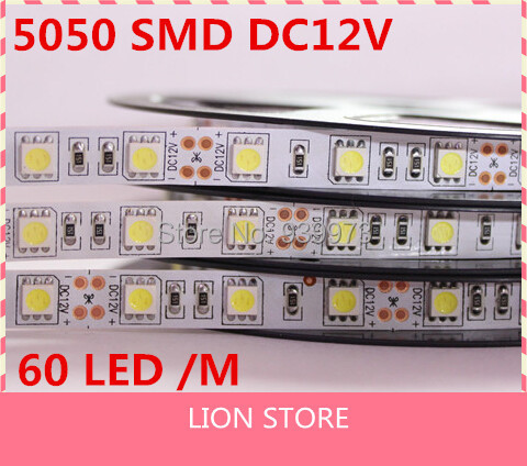 LED strip 5050 SMD 12V flexible light 60LED/m,5m 300LED,White,warm White ,cold white Blue,Green,Red,Yellow