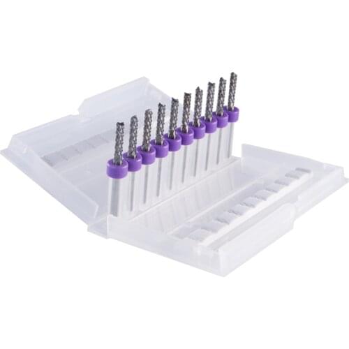 10Pcs Pcb Milling Cutter 1Mm Fish Tail Milling Cutter Corn Milling Cutter Tungsten Carbide Mini End Mill Engraving Cnc
