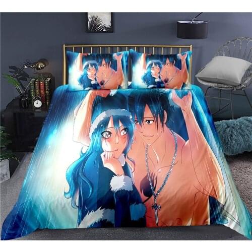 2021 New Fairy Tail 3D Print Comforter Bedding Set Anime Kids Duvet Cover Sets Pillowcase Queen King Double Size Home Colorful