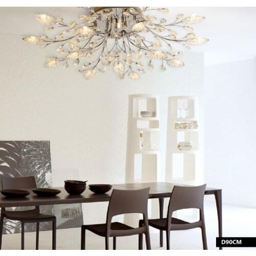 European-style round crystal lamp living room headlamps modern minimalist gold & silver led restaurant ceiling light AC85-265V